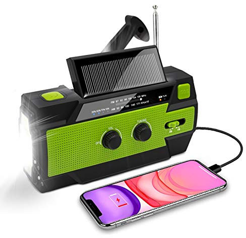 Nigecue Solar Radio, Tragbar Kurbelradio Dynamo Radio mit AM/FM, Eingebaute 4000mAh Wiederaufladbare Batterie, 4 Modi LED Taschenlampe, LED Leselampe mit Bewegungssensor, SOS-Alarm für Notfall Ourdoor