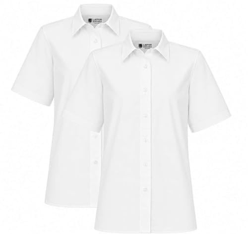 (Twinpack) Girls Plain School Shirt Blouse Short Sleeve Easy Care Ages 3-16y