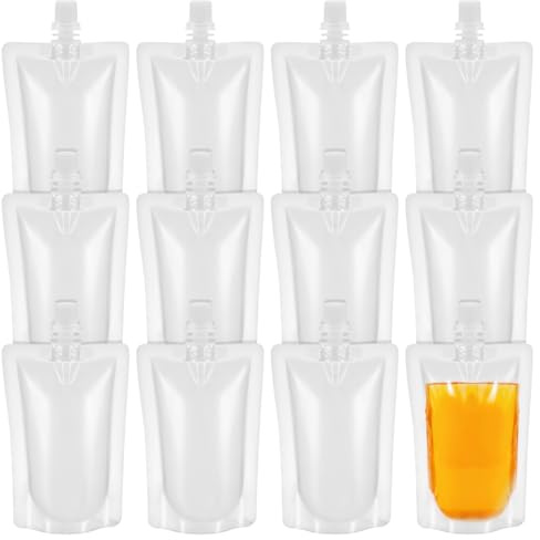 Cabilock Suction Nozzle Seal Packaging Bags 50Pcs 100Ml Transparent Stand-up Liquid Pouches for Juice Soy Milk Drink Storage and Festival Use