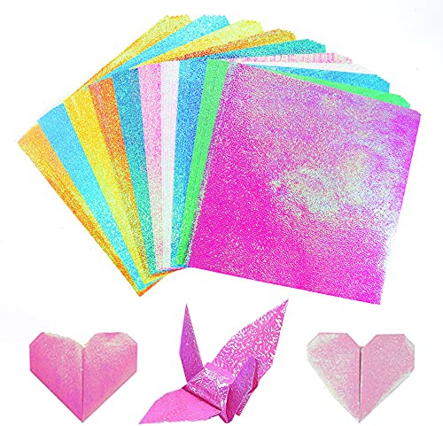 100 Pcs Origami Paper Square Pearlescent Origami Colorful Hand Origami Paper for DIY Arts and Crafts