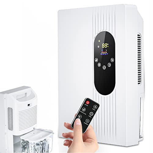 Mini Portatile Deumidificatore Elettrico con Telecomando Ambiente Casa 42W Deumidificatori D'Aria per Muffa Umidità, Asciugatrice Silenzioso Timer 24H, 2500ml, Auto-off, per Bagno Ambienti Armadio