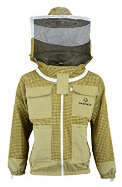 Imkerjacke Premium mit Atmungsnetz S M L XL XXL Atmungsaktiv Stichfest Leicht Imkerei Bienen Insekten Insektenstiche, L · braun