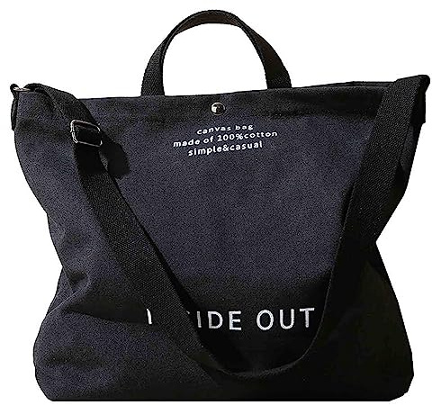 UICIOP Bolso de mano de lona para mujer, bolso de trabajo informal cruzado con asa superior, Negro -, Talla única