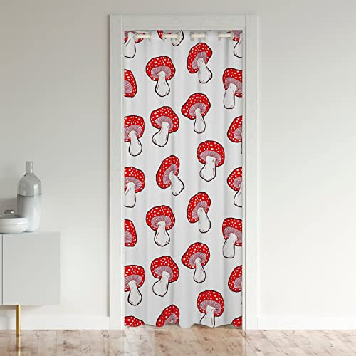 Mushroom Door Cover Curtain Doorway Curtain Privacy Mat Decor Extra Soft Kawaii Red Mushrooms Accent Room Divider Curtain Cover Machine Washable 30%-50% Room Darkening Curtains 150x203cm 1 Panel