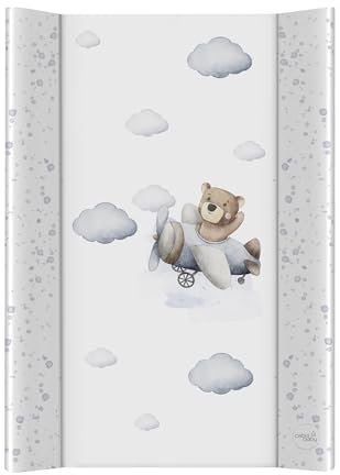 Ceba Baby® Wickelauflage Wickelunterlage - 2 Keil Wickelmulde fürs Babybett 70x50 cm - Wickeltischauflage mit OEKO-TEX® Standard 100 - Made in EU - Wasserdicht und Abwaschbar - Pilotenbär