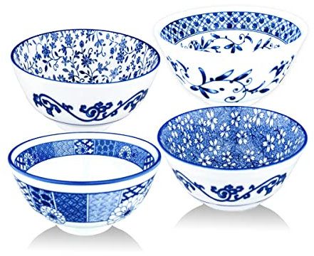 Kithing Lot de 4 Bolées Céramiques de 4,5 Pouces, pour crème glacée, Coq au Vin et autres Plats Classiquesbol ，céréales ，bol pour dessert，300 ml, (11,4 cm)(a 4.5in)