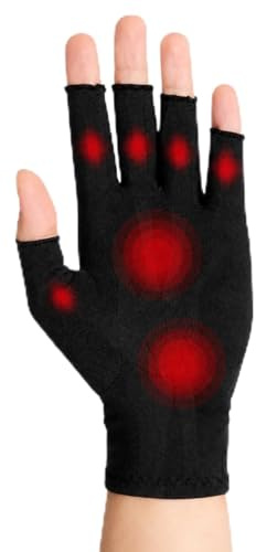 Muñequera de Compresión Desarrollada por Médicos - Guantes Sin Dedos, Alivio de Síntomas de Artritis, Raynaud y Túnel Carpiano - Incluye Manual Sanitario [Talla M, 1 Par]