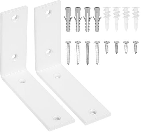 2 Soporte Estanteria Pared Blanco, Soporte Baldas Pared Metalica, Soportes para Estanterías, Soportes Flotantes para Estantes, Escuadras para Estanterias, Soporte para Baldas de Madera, 125x100x38mm