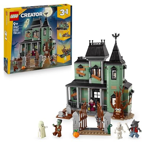 LEGO Creator 3in1 Haunted Mansion - Toy House Transforms into a Ghost Ship or a Train Set - Incl. 5 Minifigures - Creative Gift for 9+ Year Old Boys & Girls - 31167