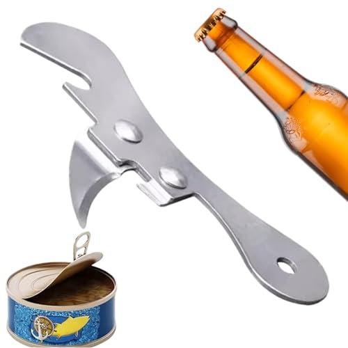 Apri manuale di lattina, apriscatura in metallo in acciaio inossidabile da 3,8 pollici, apri bottiglia di birra multifunzionale, apri lattina portatile per cucina, campeggio, viaggio