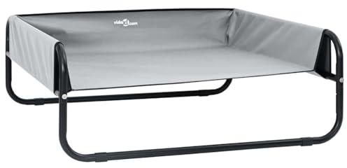 vidaXL Hundsäng Ljusgrå 57 x 57 x 24 cm Stål, Upphöjd Hundsäng, Modern Stil, Andningsbart Material, Rivbeständigt, Lätt att Rengöra, Portabelt Hundmöbel