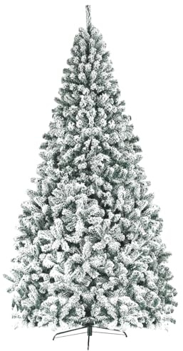 COSTWAY Arbol de Navidad Nevado 275 cm, Arbol de Navidad con Nieve, Agujas de PVC de 1498 Puntas, Arvore de Natal Verde Hogar Fiesta Interior (275 cm)