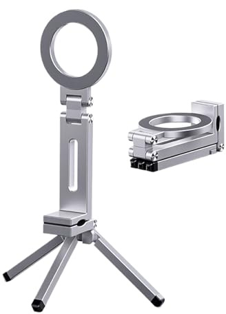 Stativklämma för smartphone - vikbar magnetisk hållare, 360° roterande hållare | Hållbart handsfree-stativ med flexibel vinkeldesign, telefontillbehör för filmning av