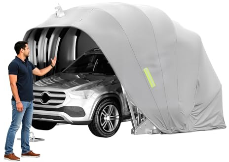 Carport Pieghevole Mobile in Acciaio Inossidabile, Riparo per Auto, Tettoia per Auto Portatile, Resistente al Vento e Alla Neve, Adatto per Ambienti Esterni