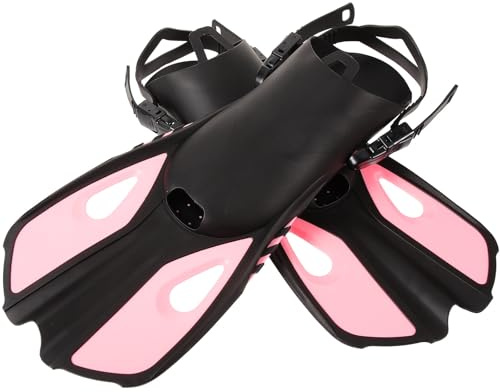 SHERCHPRY Aletas de Natación Ajustables para Adulto Material de Caucho Flexible Color Rosa Talla L/XL Ideales para Snorkel y Entrenamiento de Buceo 1 Par