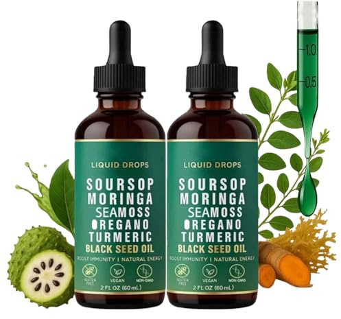 Soursop Bitters Liquid Drops, Soursop Natural Drops, Natural Extracts for Overall Health-Enhancing 60ml For Men & Women (2pcs)