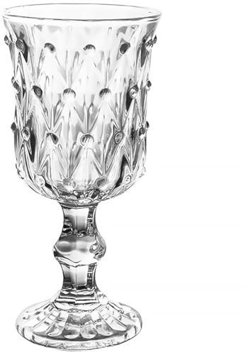 Mikikit Verre à Vin en Verre Transparent 200 Ml Coupe à Pied Vintage Relief Gobelet Élégant pour Vin Mousseux et Jus pour Soirées et Réceptions