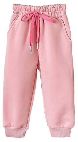 Pantalon de jogging pour enfants garçons et filles, doux, décontracté, jambe droite, pantalon de sport avec cordon de serrage et poches, Rose, 7-8 ans