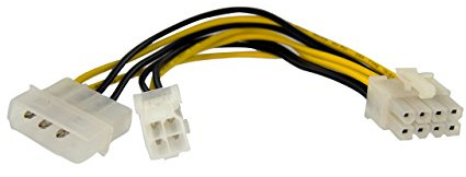 StarTech.com EPS48ADAP - Cable Adaptador de alimentación EPS de 4 a 8 Pines con Molex, 15 cm