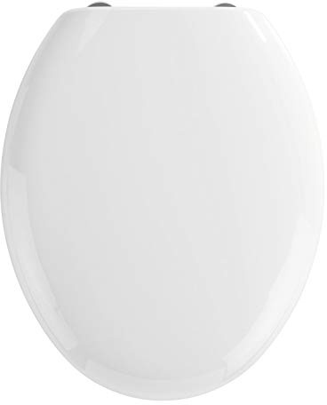 WENKO WC-Sitz Mira, Toilettensitz mit Absenkautomatik, WC-Deckel mit Fix-Clip Hygiene-Befestigung, aus Thermoplast, recycelbarer Kunststoff, Weiß