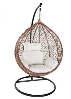 Miliboo Fauteuil Suspendu rotin sur Pied en résine et métal Noir Mojo