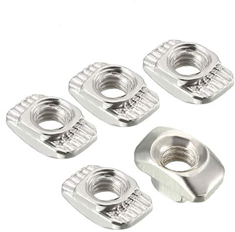 sourcing map Sliding T Slot Nuts, M4 Half Round Roll in T-Nut for 2020 Series Aluminum Extrusion Profile, Carbon Steel Nickel-Plated, Pack of 10
