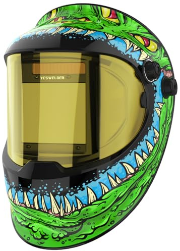 YESWELDER Casco per saldatura ad energia solare con visione laterale, con 4 sensori ad arco, ampia tonalità 4/5-9/9-13, maschera per saldatore per TIG MIG ARC al plasma LYG-Q800D-ME