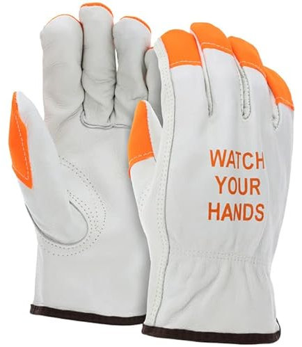 ATERET 12 Pairs Hi-Vis Leather Driver Work Gloves