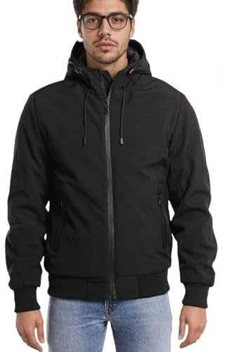 TONY BACKER Giacca Jacket Uomo Invernale Softshell Impermeabile Antivento con Cappuccio Giacca Calda Giubbotto Uomo Trekking Casual 3351