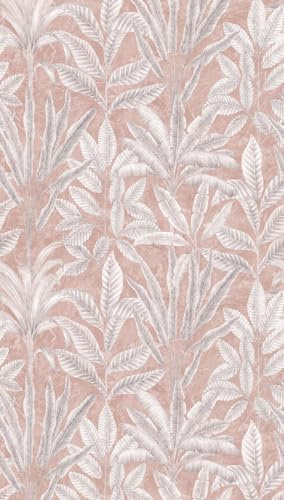livingwalls non-woven tapet och bladmönster i grått, vitt, mauve – dekorativ panoramatapet med motiv 1,59 x 2,80 m XXL väggbild – 393161