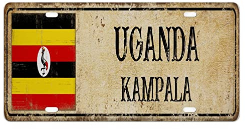Ciudad capital de Uganda Kampala placa de metal para coche sin óxido, recuerdo de país de metal, placa de matrícula decorativa rústica vintage de 6 x 12 pulgadas/15 x 30 cm para mujeres, niñas, hom