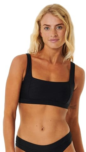 Rip Curl Top de Bikini Recortado Premium Surf D-DD para Mujer, Negro, S