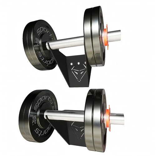 Soporte de Pared para Mancuernas (Pack 2 Unidades) – Rack Individual de Acero Reforzado para Pesas – Capacidad hasta 50 kg – Ahorro de Espacio en Gimnasio en Casa – Diseño Horizonte by Lezoconcept