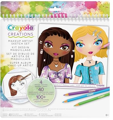 CRAYOLA Creations - Super Album Make-Up Artist, per Disegnare Trucco e Acconciature alla Moda, con Stencil e Stickers, attività Creativa e Regalo, da 8 Anni, 04-1056