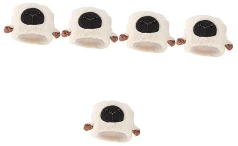 ibasenice 5St Hut mit Lammohren Schaf Ohren schwarzer Schafshut Tiara Stirnband Cartoon-Fotografie-Requisiten flauschige Mütze Karikatur Kopfbedeckung Ohrenschützer Melonenhut Kleidung Weiß