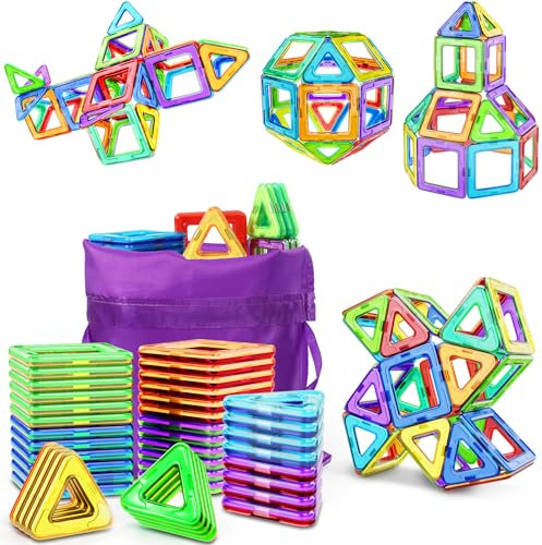 COOLJOYA Magnetische Bausteine| 40 Teile Magnetbausteine Magnete Kinder | Magnetspielzeug Tiles | Magnet bausteine für Spielzeug ab 3 4 5 6 Jahre Kinder Jungen und Mädchen Geschenk
