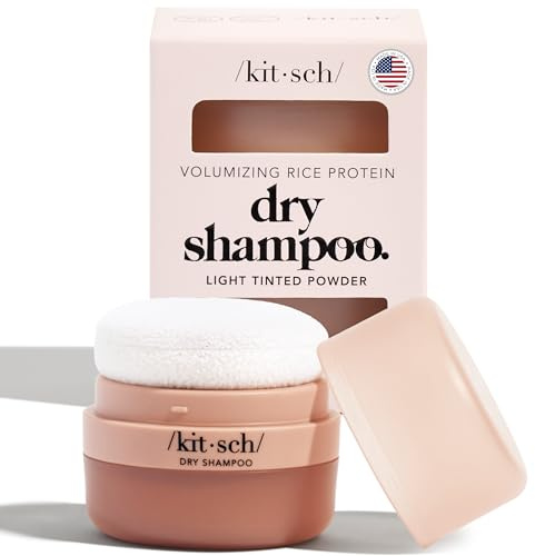 Kitsch Dry Shampoo Powder with Rice Protein for Women & Men - Volumizing, Unscented, No White Cast, Non Toxic, Organic, Paraben & Benzene Free, Non Aerosol for Oily & Light Hair, Travel Size - 8g