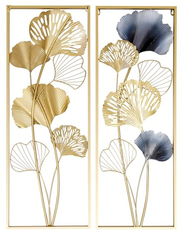 SAUADY Ginkgo - Scultura da parete per soggiorno, camera da letto, studio, 31 x 2 x 85 cm, 2 pezzi