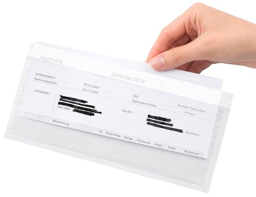 Netuno 100 buste trasparenti portadocumenti autoadesive formato lungo 23,9 x 13,1 cm buste trasparenti adesive per pacchi biglietti di consegna fatture lettere di vettura bolle polizza di carico