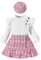 UUAISSO Vestiti per Bambine Maniche Lunghe Top a Coste Motivo Scozzese in Tweed Gonna Basco Bottoni Set Di Abiti Rosa 5-6 anni
