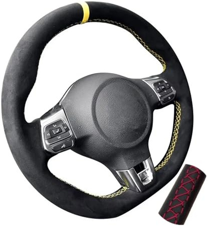 Rattmuff Bil Skräddarsydd Bilrattkåpa Fläta För VW För Golf 6 För GTI För MK6 För Jetta För GLI För Golf För R20 För Tiguan Rattöverdrag(Gul)