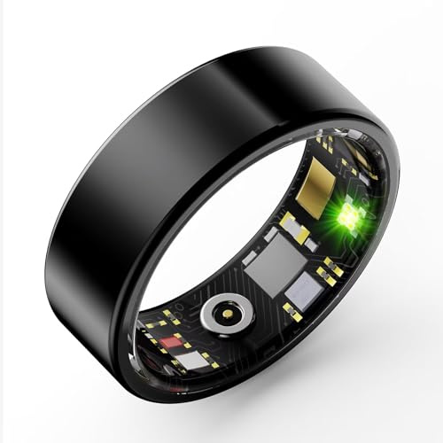 Bague intelligente pour homme et femme - Étanchéité IP68 - Android iOS - Suivi du sommeil - Avec podomètre, calories, moniteur de fréquence cardiaque, moniteur de sommeil