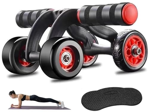 Rouleau de roue AB avec support du coude, Roller AB Rougeur Abs Abs Trainer 4 roues Roue abdominale lourde avec tapis à genoux Mat à genoux Core faible bruit pour hommes femmes