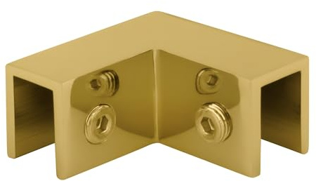 Brixwell S0GTG90BR Polished Brass 90 Degree Sleeve Over Glass Clamp