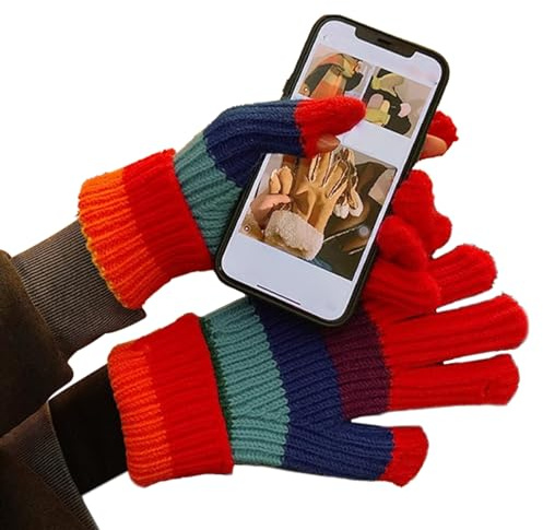 Handskar Stretchig Regnbågsrandig För Kyla