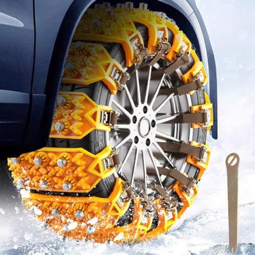 Favritt 2PCS Universal Anti-Slip Car Chains, All Season Anti-Skid Snow Chains for SUV and Truck Tires