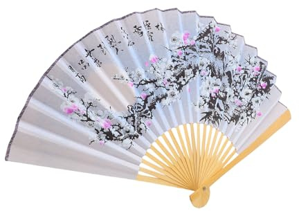 ELAYARD Éventail Mural Géant Pliable en Papier Kraft et Bambou Style Chinois Traditionnel pour Décoration Suspendue Chambre à Coucher et Événements