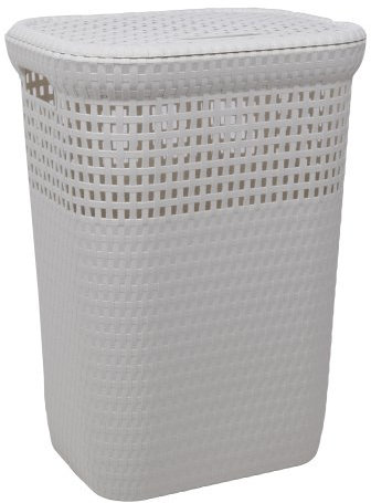 Dea Home Z439M008 Cesta Portabiancheria Rattan, 60 L, 42x33x58, Bianco