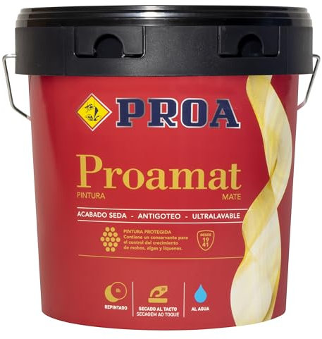 PINTURA EXTERIOR-INTERIOR MATE ANTIMOHO ANTIVERDÍN. Blanco. 4 L. PROAMAT