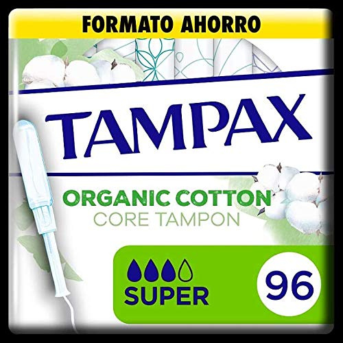 Tampax Tampones Cotton Protection Super Con Aplicador, Pack de 96, Tampones De Algodón Orgánico De Tampax